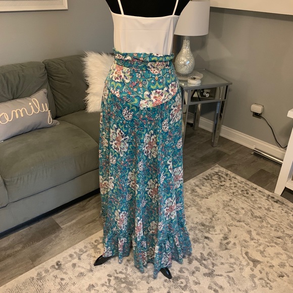 Boho SKIRT by  BISOU BISOU wrap around belt sz M Like New - Picture 11 of 14